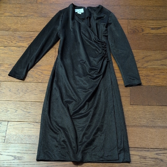 Herman Marcus Dallas - Vintage Elegant Black Wrap Dress With Buttons - Picture 1 of 7